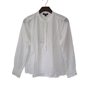 J. Crew Pintuck Lace Trim‎ Top in Cotton Voile Size XS White NWT $118 CI559